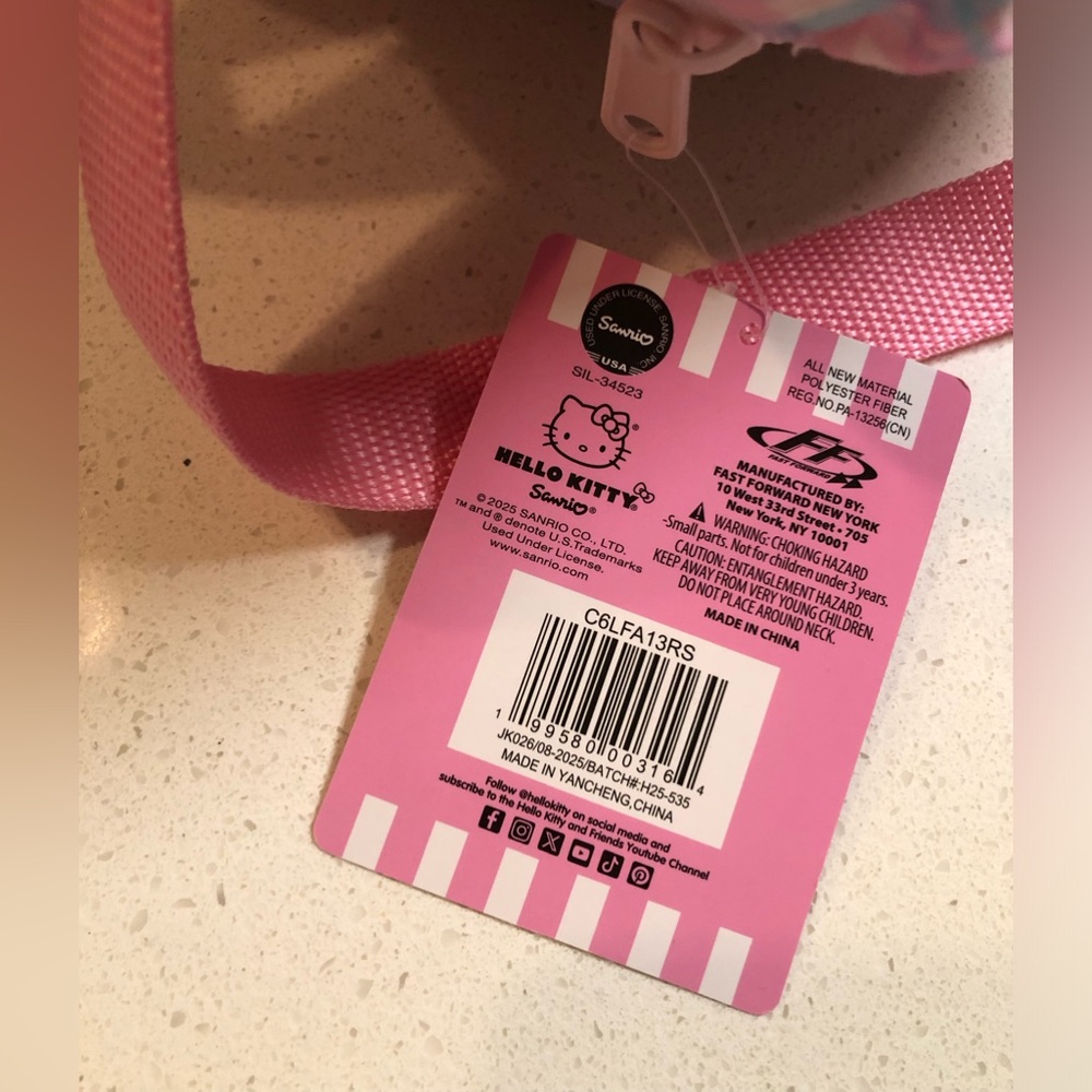Hello Kitty Plaid Vinyl Plushie Backpack - Picture 7 of 8